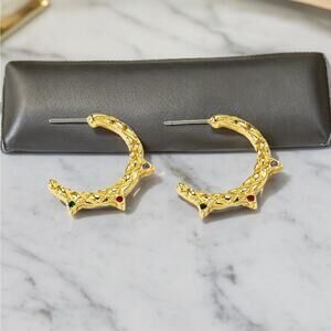 NEW 18K yellow gold plated CZ hoop drop earrings jewelry B22A